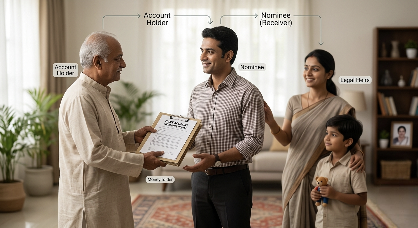 nominee kya hota hai bank account me nominee role account holder nominee legal heirs explanation