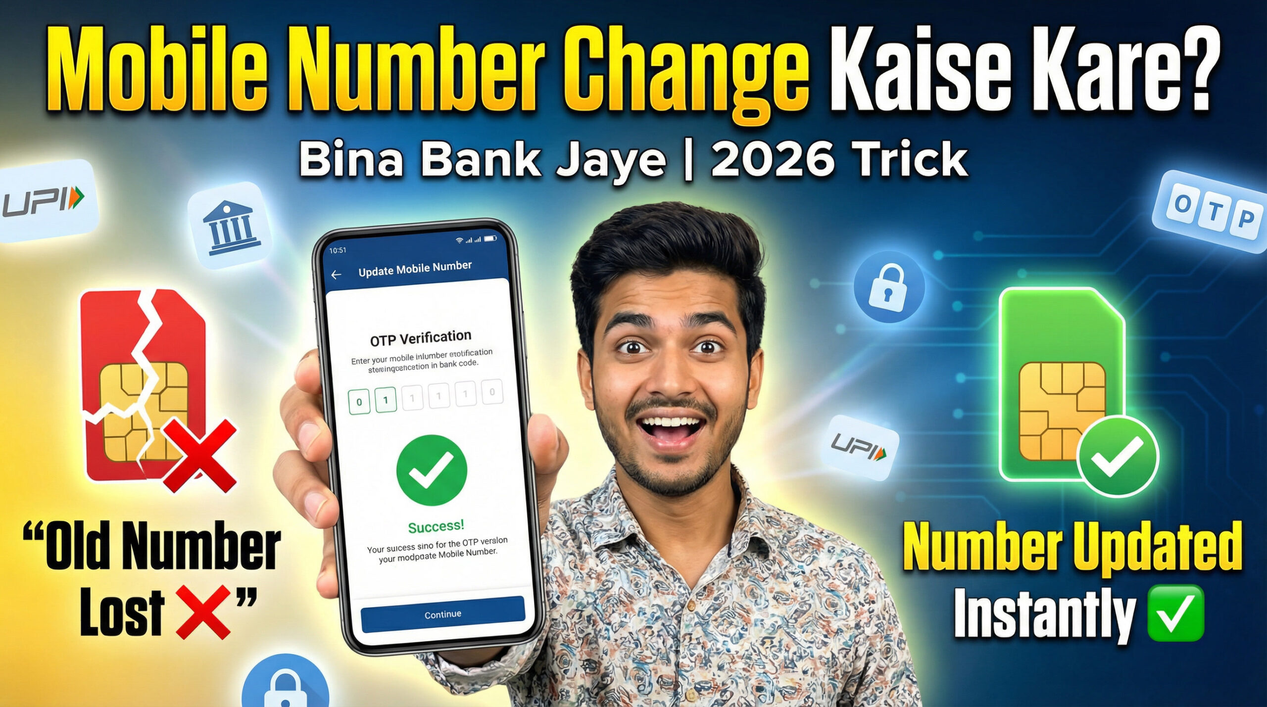 Bank account me mobile number change karne ka tarika bina bank jaye 2026, old number lost hone par new number update process