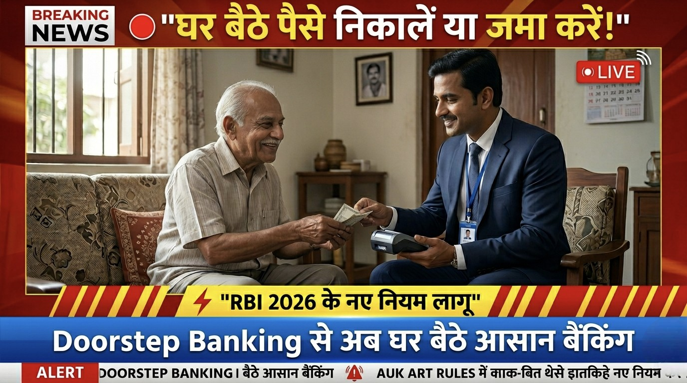 Ghar baithe bank se paise kaise nikale doorstep banking RBI 2026 rules India cash withdrawal at home